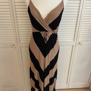 Bebe Black and Tan chevron print maxi dress